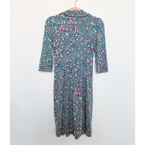 Lilly Pulitzer Feather Print 100% Silk Stretch Flare Dress Womens Size 0 - Picture 6 of 7